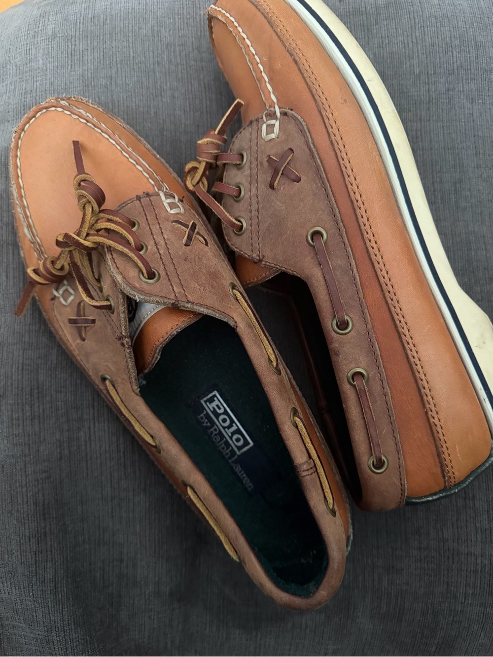 Polo by Ralph Lauren Men's Tan/Brown Leather Boat Shoes EXTREMELY RARE … - Picture 4 of 6